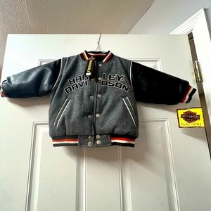 NEW w TAGS! Harley Davidson Reversible size 2T Orange Black Wool Blend Jacket
